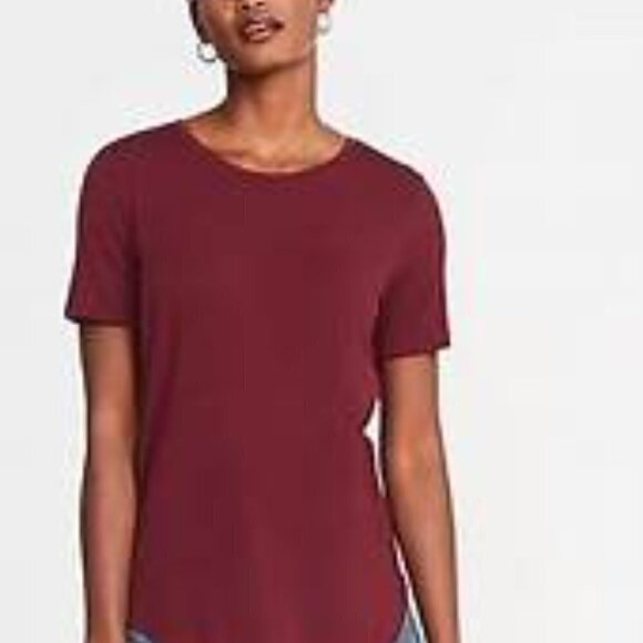 Old Navy Luxe Maroon Boat neck short slv Top Sz L - Picture 3 of 6